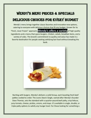 Wendy’s Menu Prices & Specials