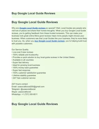 Buy Google Local Guide Reviews