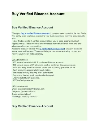 Buy Verified Binance Account