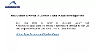 Sell My Home By Owner In Cherokee County Creativehousingduo.com