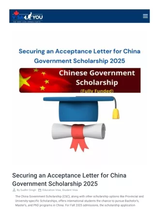 Securing an Acceptance Letter for China Government Scholarship 2025