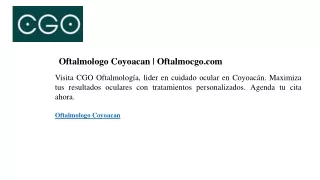 Oftalmologo Coyoacan Oftalmocgo.com