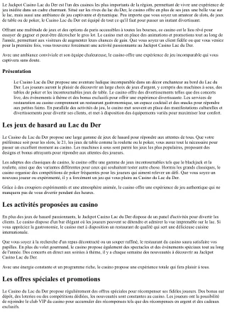 Le fameux Casino Jackpot du Lac du Der