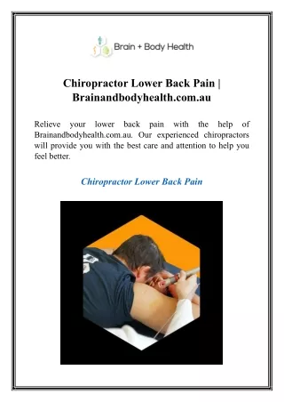 Chiropractor Lower Back Pain  Brainandbodyhealth.com.au