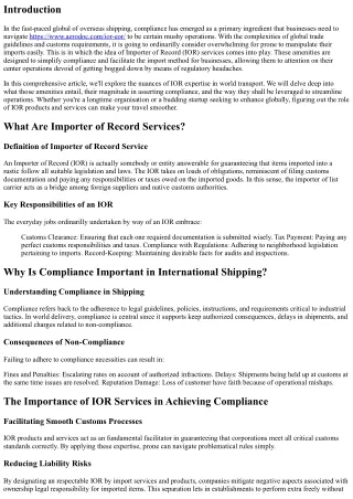 Compliance Made Easy: The Role of IOR Services in International Shipping