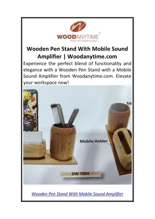 Wooden Pen Stand With Mobile Sound Amplifier  Woodanytime.com