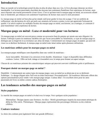 Marque-page en métal : Luxe et modernité pour vos lectures