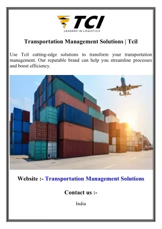 Transportation Management Solutions   Tcil