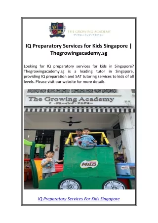 IQ Preparatory Services for Kids Singapore Thegrowingacademy.sg