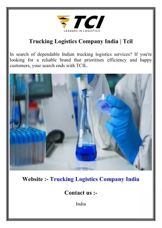 Trucking Logistics Company India   Tcil