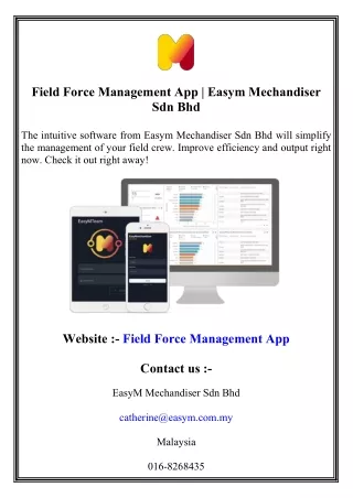 Field Force Management App   Easym Mechandiser Sdn Bhd