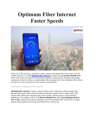 Optimum Fiber Internet Faster Speeds