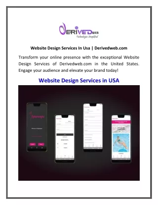 Website Design Services In Usa  Derivedweb.com