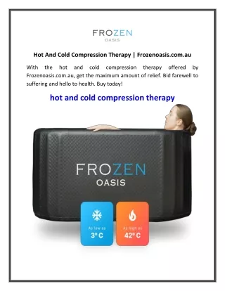 Hot And Cold Compression Therapy  Frozenoasis.com.au