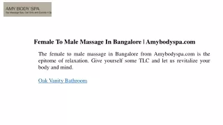 Female To Male Massage In Bangalore  Amybodyspa.com