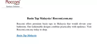 Basin Tap Malaysia Rocconi.com.my