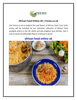 African Food Online Uk  Fremu.co.uk