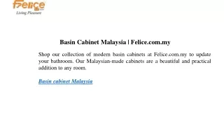 Basin Cabinet Malaysia Felice.com.my