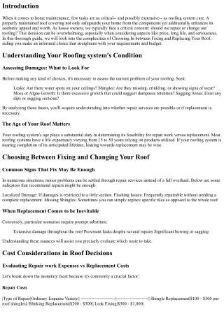 Picking In Between Fixing and Replacing Your Roof