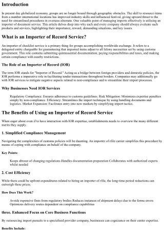 Why Every Business Should Consider an Importer of Record Service