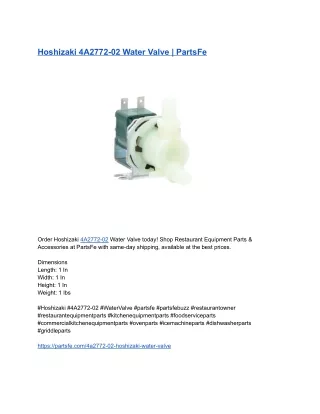 Hoshizaki 4A2772-02 Water Valve _ PartsFe