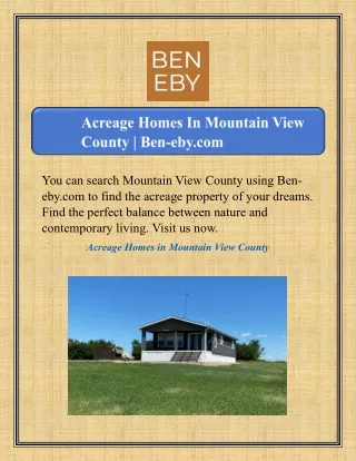 Acreage Homes In Mountain View County | Ben-eby.com