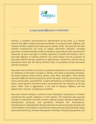 Is Ayurveda Effective in Arthritis