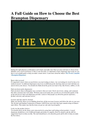 The Woods Cannabis | Dispensary Brampton