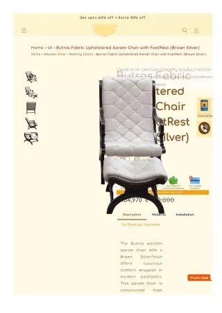 Butros Fabric Upholstered Aaram Chair with FootRest (Brown Silver