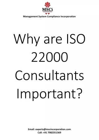 Why are ISO 22000 Consultants Important