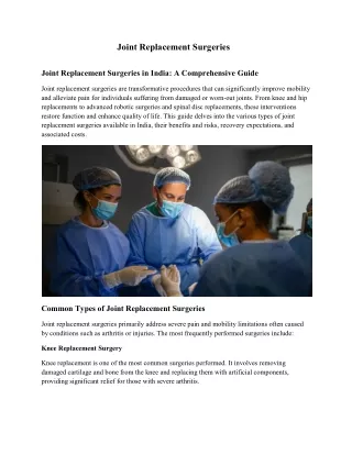 Joint Replacement Surgeries