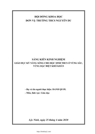 Giáo dục kỹ năng sống cho học sinh THCS ở vùng sâu, vùng đặc biệt khó khăn