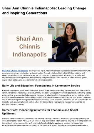 Shari Ann Chinnis Indianapolis_ Leading Change and Inspiring Generations