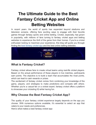 Six Over: The Premier Fantasy Cricket App for Cricket Fans