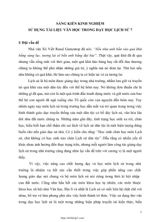 Sử dụng tài liệu văn học trong dạy học Lịch sử 7