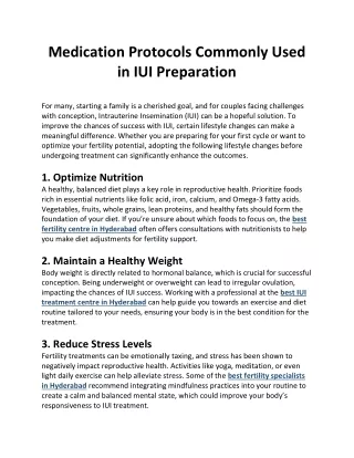 Medication Protocols Commonly Used in IUI Preparation