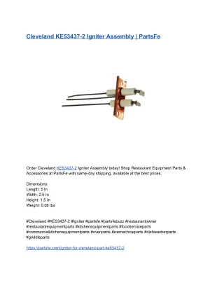 Cleveland KE53437-2 Igniter Assembly _ PartsFe