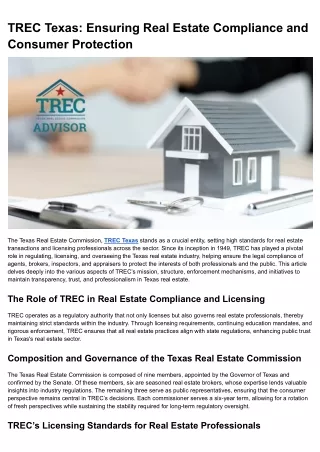 TREC Texas_ Ensuring Real Estate Compliance and Consumer Protection
