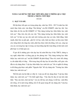 Nâng cao hứng thú học môn Hóa học 8 thông qua việc thi đua trong tiết học