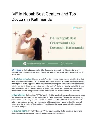 IVF in Nepal is the best procedure for infertile couples to conceive a child