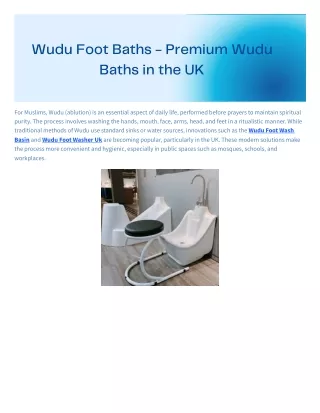 Wudu Foot Baths - Premium Wudu Baths in the UK
