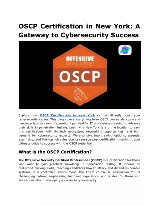 OSCP Certification in New York_ A Gateway to Cybersecurity Success