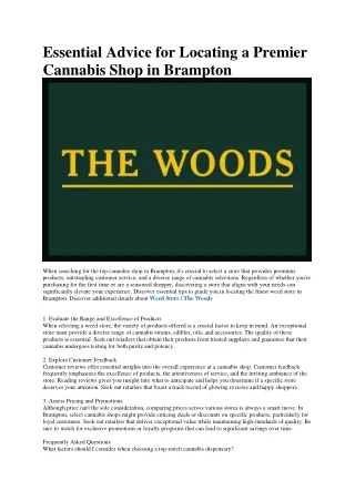 The Woods Cannabis | Dispensary Brampton