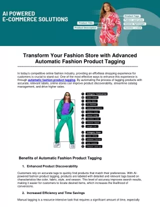 Transform Your Fashion Store with Advanced Automatic Fashion Product Tagging