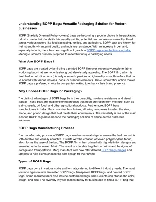 Understanding BOPP Bags_ Versatile Packaging Solution for Modern Businesses