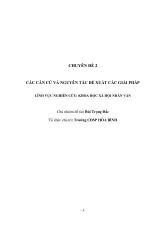 Các căn cư và nguyên tắc đề xuất các giải pháp