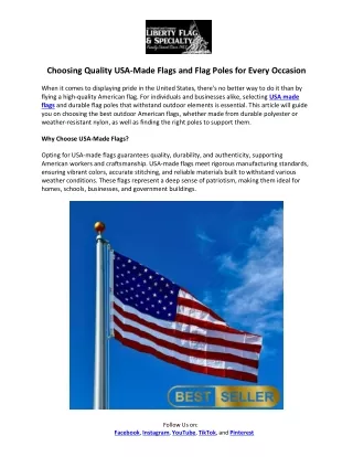 Choosing Quality USA-Made Flags and Flag Poles for Every Occasion