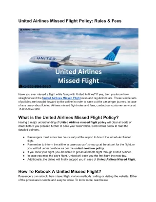 United Airlines Missed Flight Policy-  Rules & Fees
