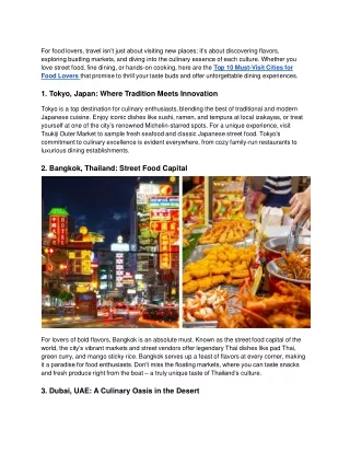 Top 10 Cities Every Food Lover Should Visit for Incredible Eats