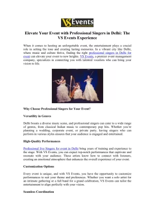 Professional Live Singers for Events in Delhi – VS Events